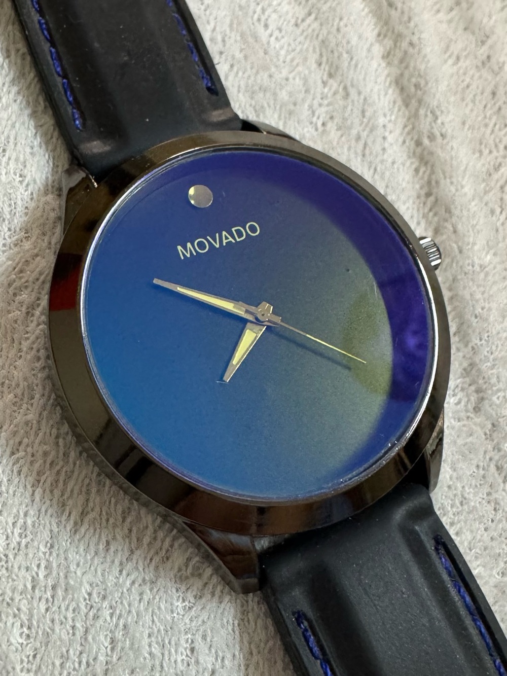 Movado Blue Gradient Dial Watch with Black Case
